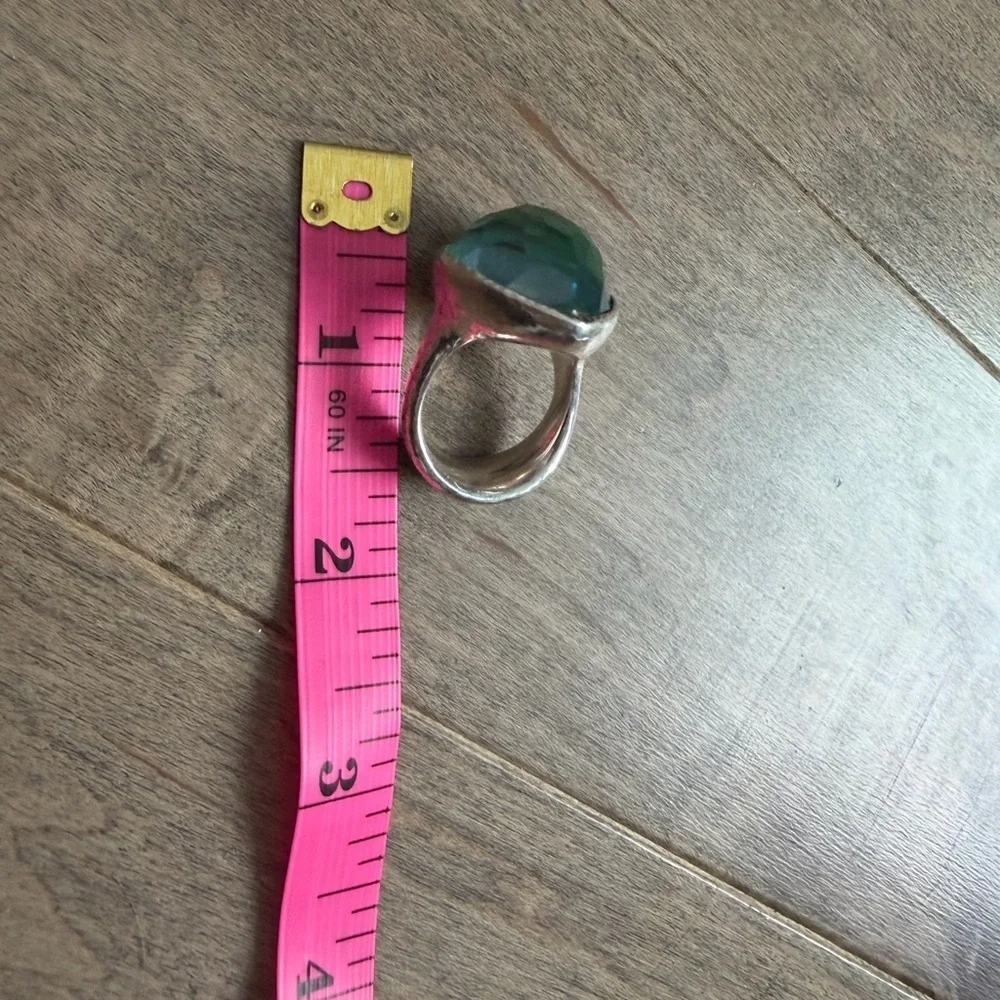 Ippolita Rock Candy Large Teardrop Silver and Aquamarine Ring size 7.5